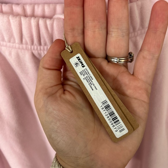 SKIMS Cotton Fleece Women's Pink Lounge Set in Cherry Blossom XL; bottoms NWT - Picture 4 of 6